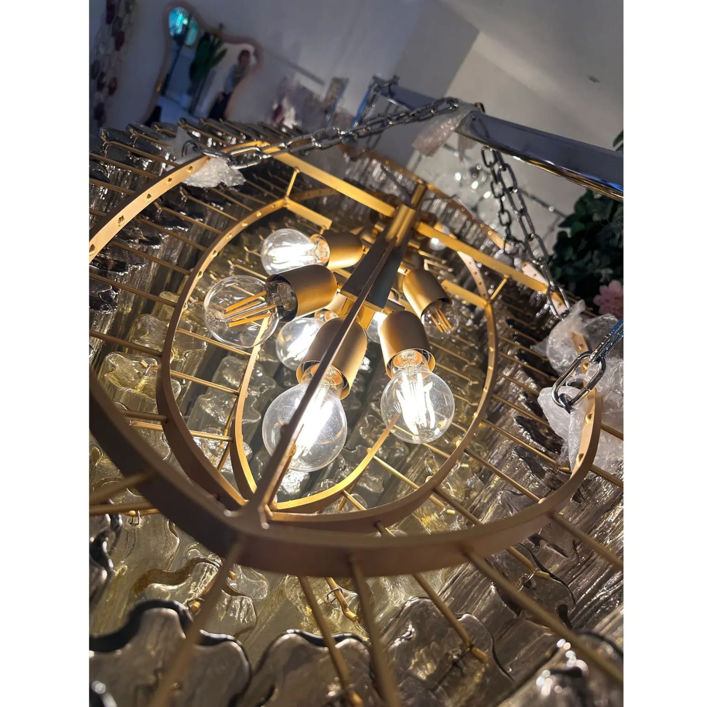 VORELLI Amalfi Tronchi Murano Glass Rectangular Chandelier - Tronchi Murano Glass image 8