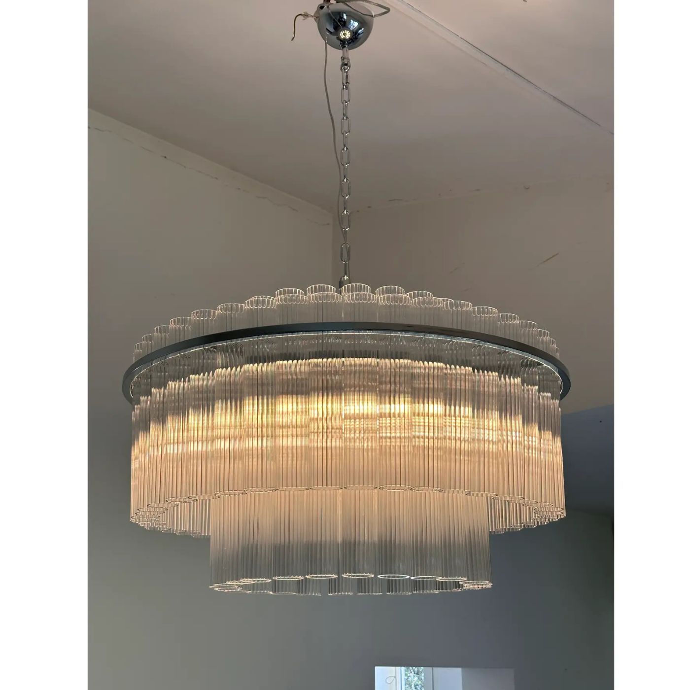 VORELLI Bianca Tronchi Murano Glass Staircase Chandelier - Tronchi Murano Glass image 5