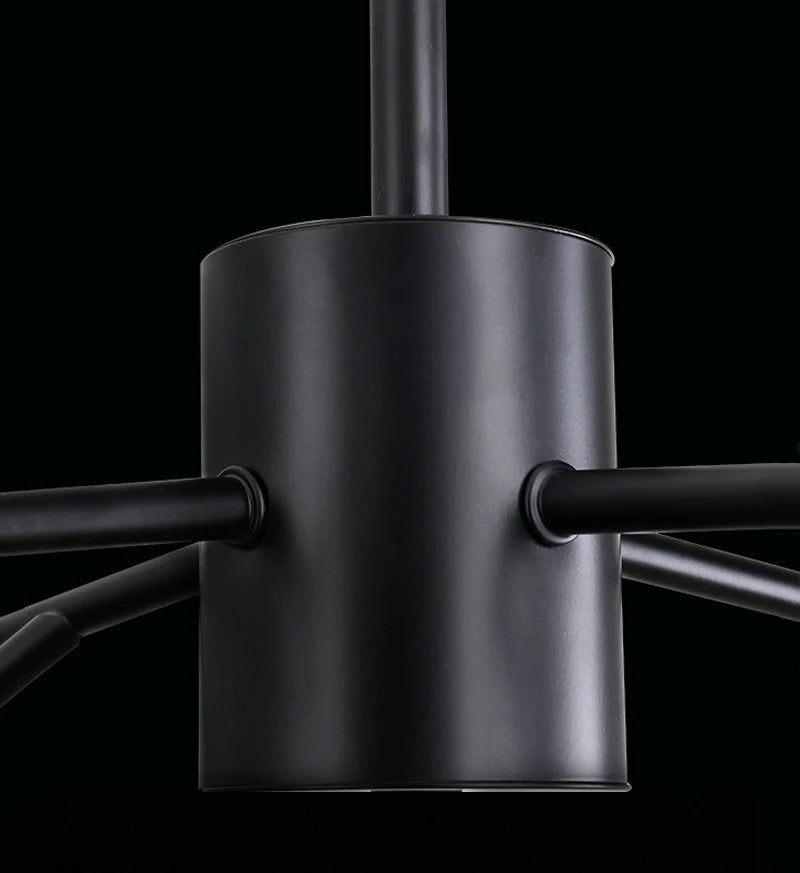 close up of crenshaw pendant central hub showing matte black hardware