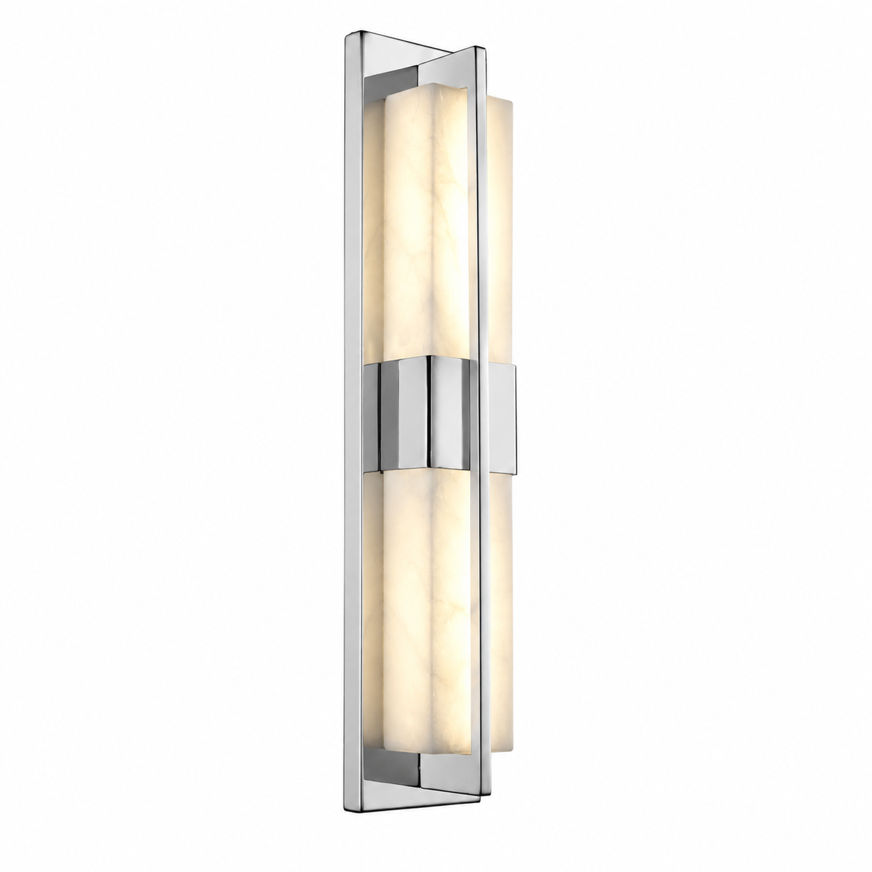 Detailed side profile of the VORELLI Classico Marble Wall Light, highlighting the minimalist design and the seamless integration of marble within its modern frame.