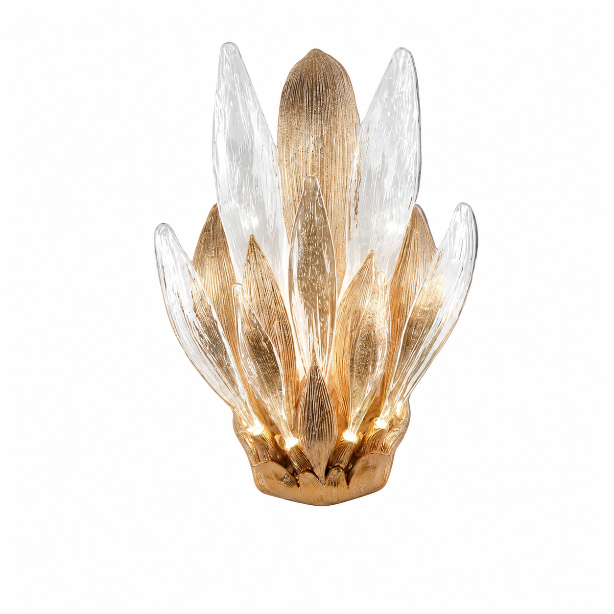 Detailed view of the Luciana Wall Light showcasing the delicate textures and artistic composition of the floral-shaped glass elements.