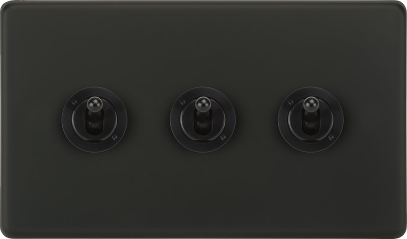Detailed view of the VORELLI Victorian toggle switch lever and mounting plate.