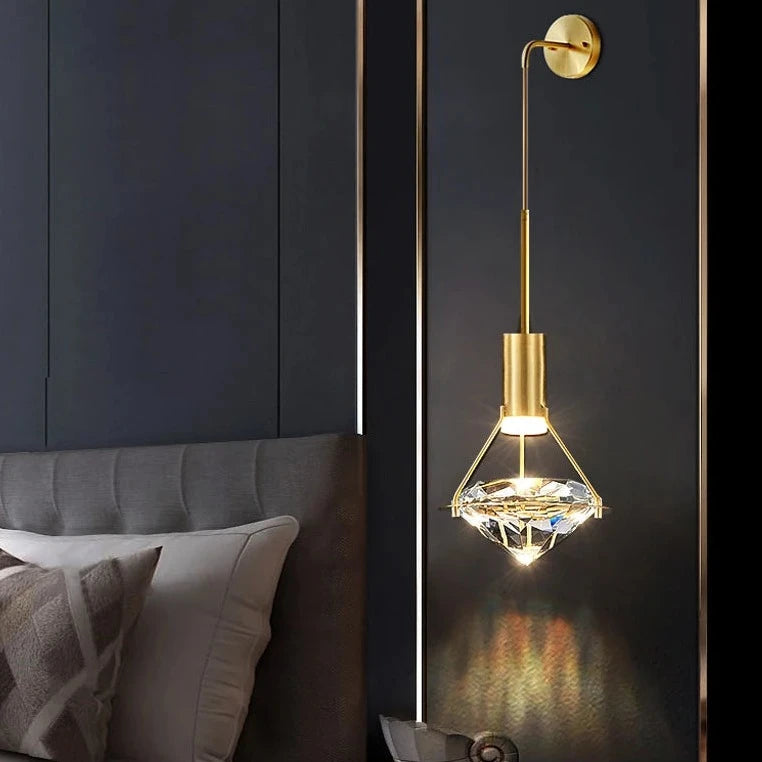 Diamante Wall Light illuminating a luxury bedroom interior