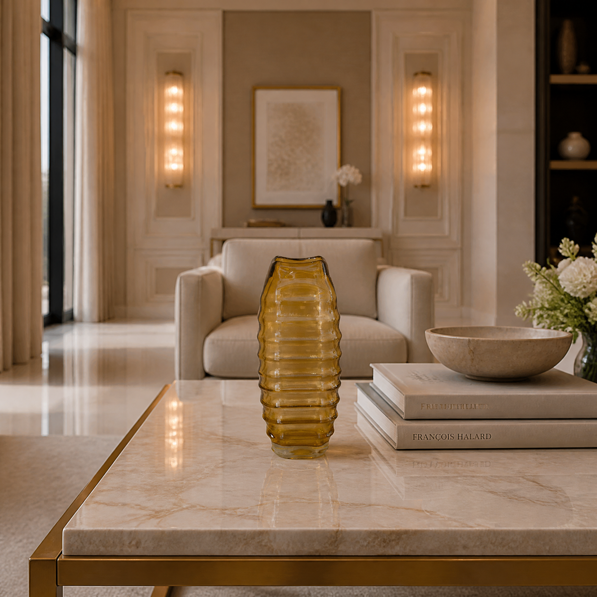 Front angle view of the Valdese small vase highlighting its square base and compact modern silhouette.