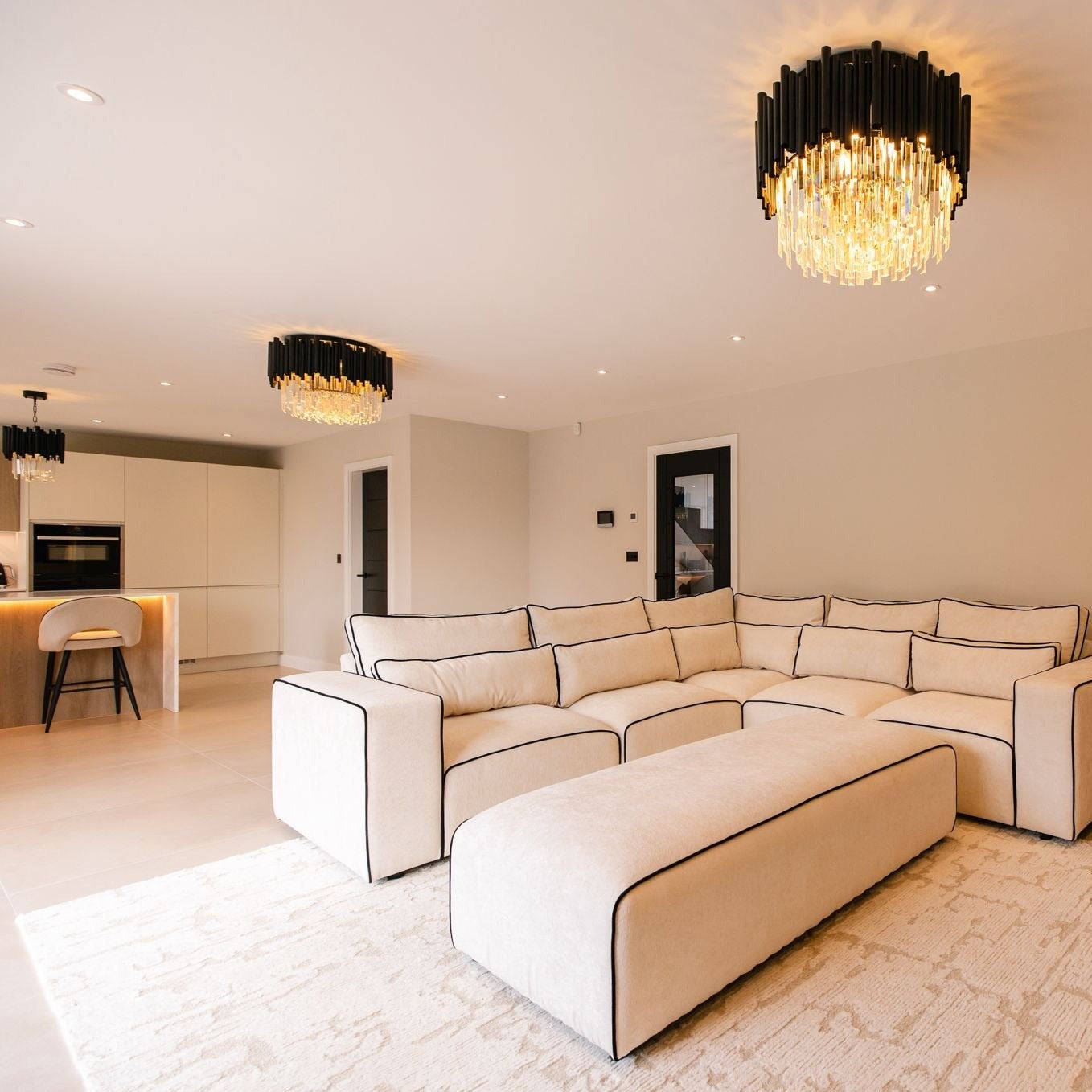 Modern architectural interior featuring the Gotham luxury ceiling light.