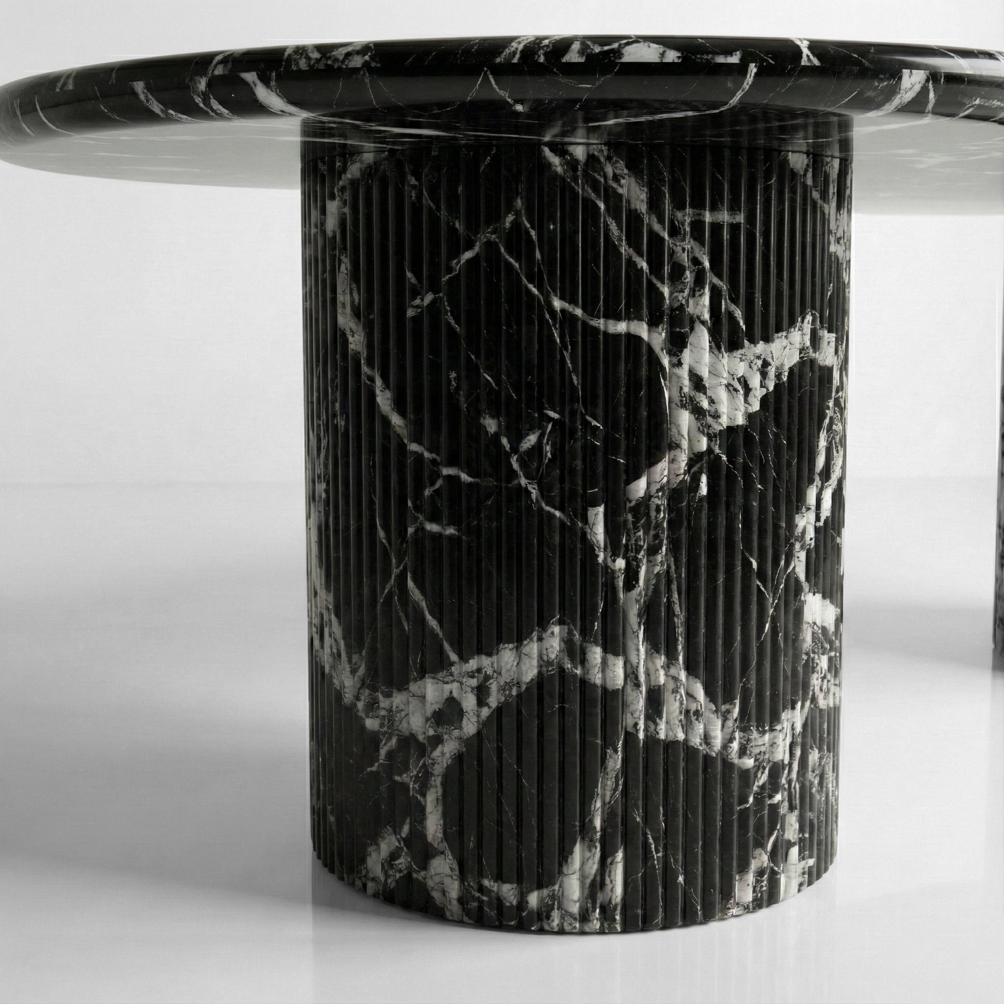 Grand Antique Marble Oval Dining Table - Fluted