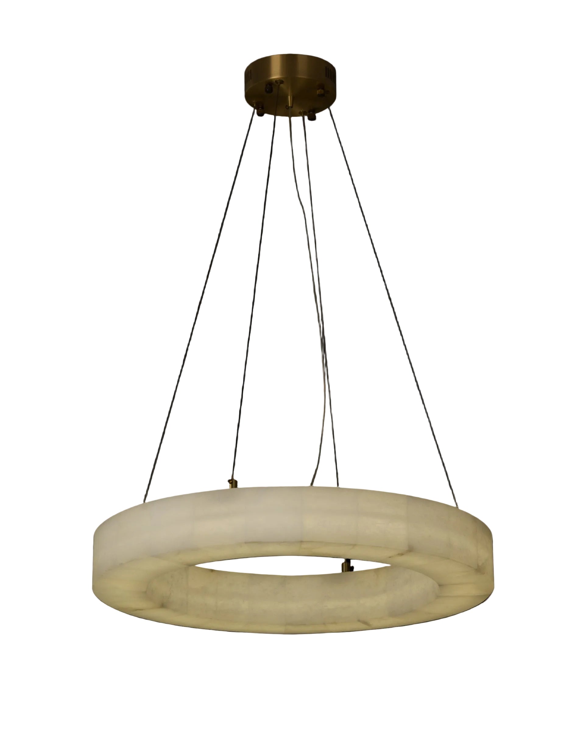 Halo Marble Circular Chandelier crafted from softly veined marble in a refined halo design
