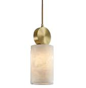 Hera Marble Pendant Light II featuring a smooth cylindrical marble shade with refined modern suspension