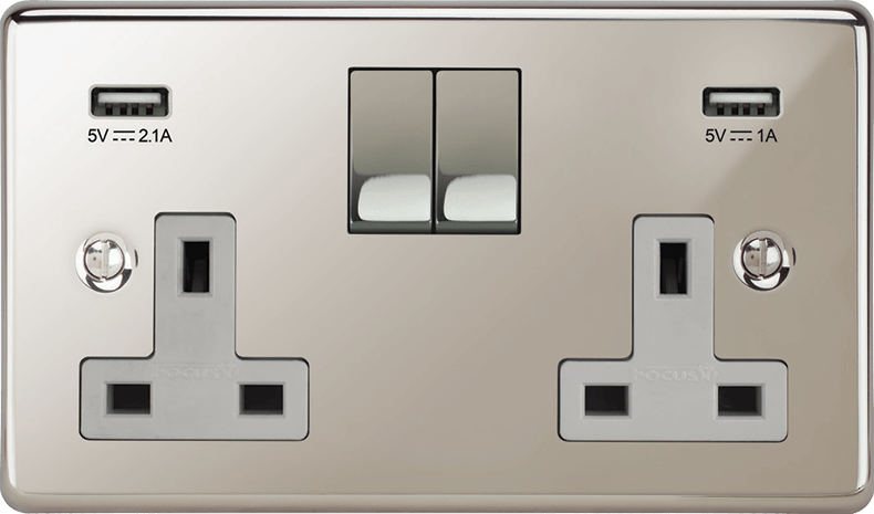 High quality close-up of the Victorian socket ports and mounting screws.