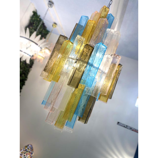 VORELLI Udine Squares Murano Glass Staircase Chandelier - Squares Murano Glass image 3