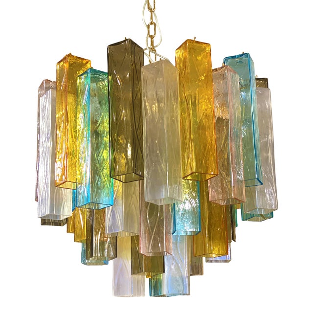 VORELLI Urbino Squares Murano Glass Circular Chandelier - Squares Murano Glass image 1