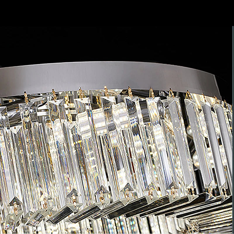 Kiara ceiling light showing diamond cut crystal detail and refined frame design
