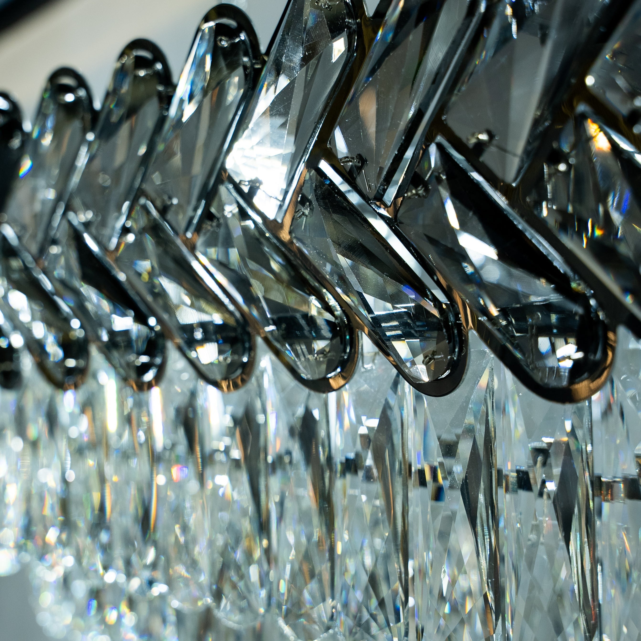 hevron cut crystal detail highlighting craftsmanship and reflective brilliance