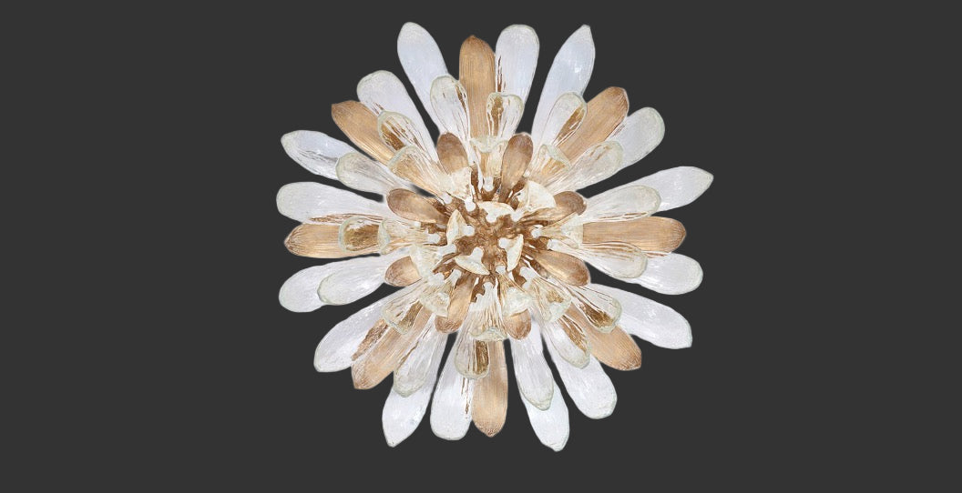 Luxury ceiling light featuring layered glass petals in a floral sculptural form