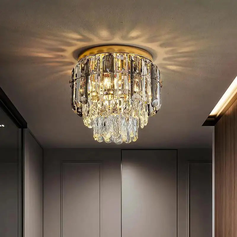 Lugano Ceiling Light II casting warm crystal illumination in a contemporary interior space