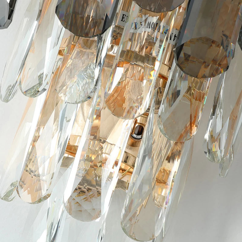 Macro detail of faceted crystals on the Lugano Wall Light creating reflective sparkle