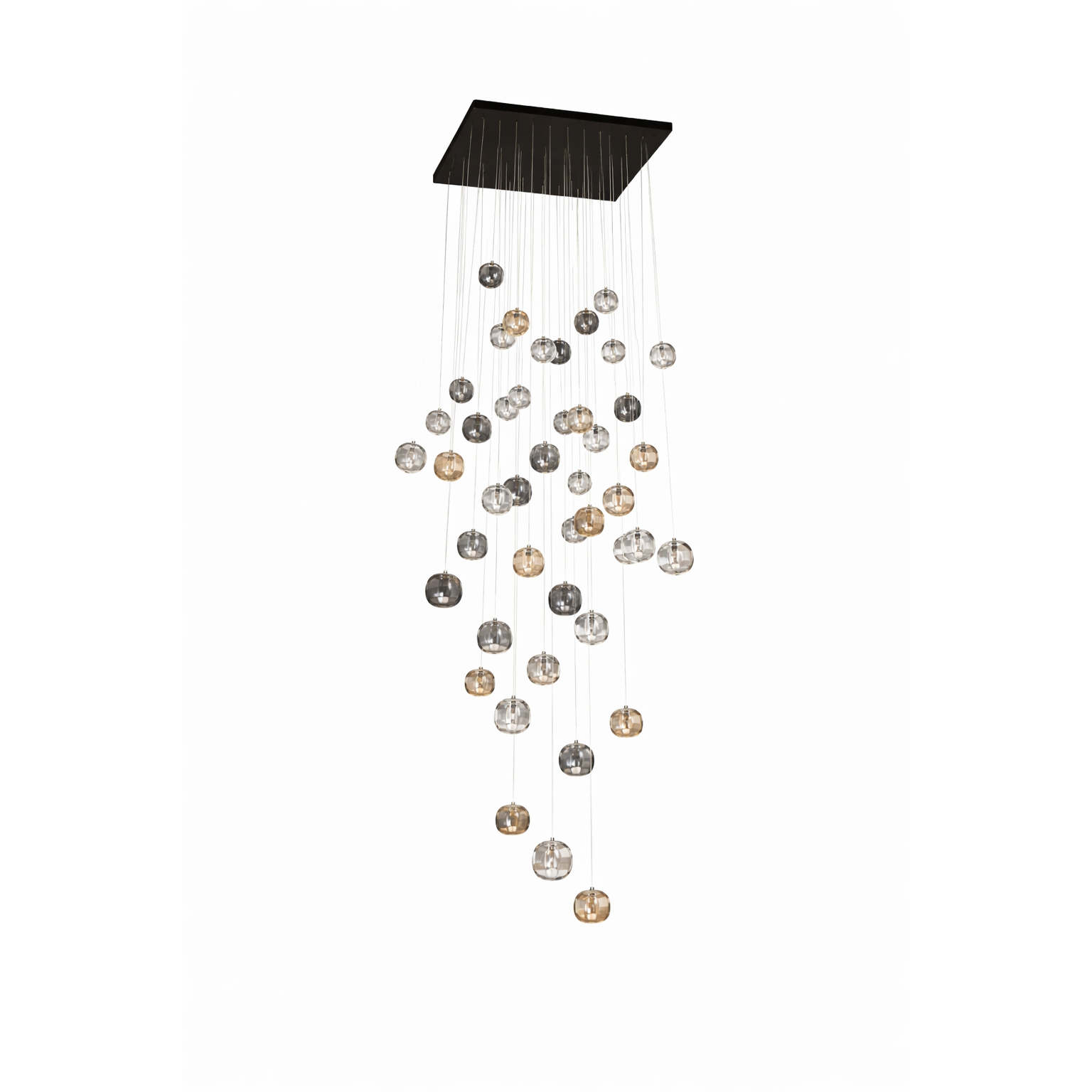 Luxury staircase chandelier long drop pendant cluster lighting for stairwells and high ceiling spaces