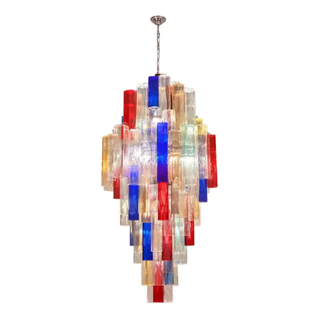 VORELLI Trento Squares Murano Glass Staircase Chandelier - Squares Murano Glass image 1