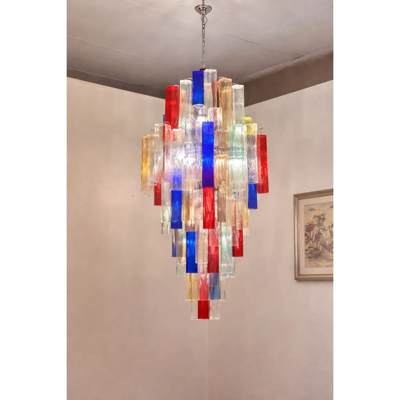 VORELLI Trento Squares Murano Glass Staircase Chandelier - Squares Murano Glass image 5