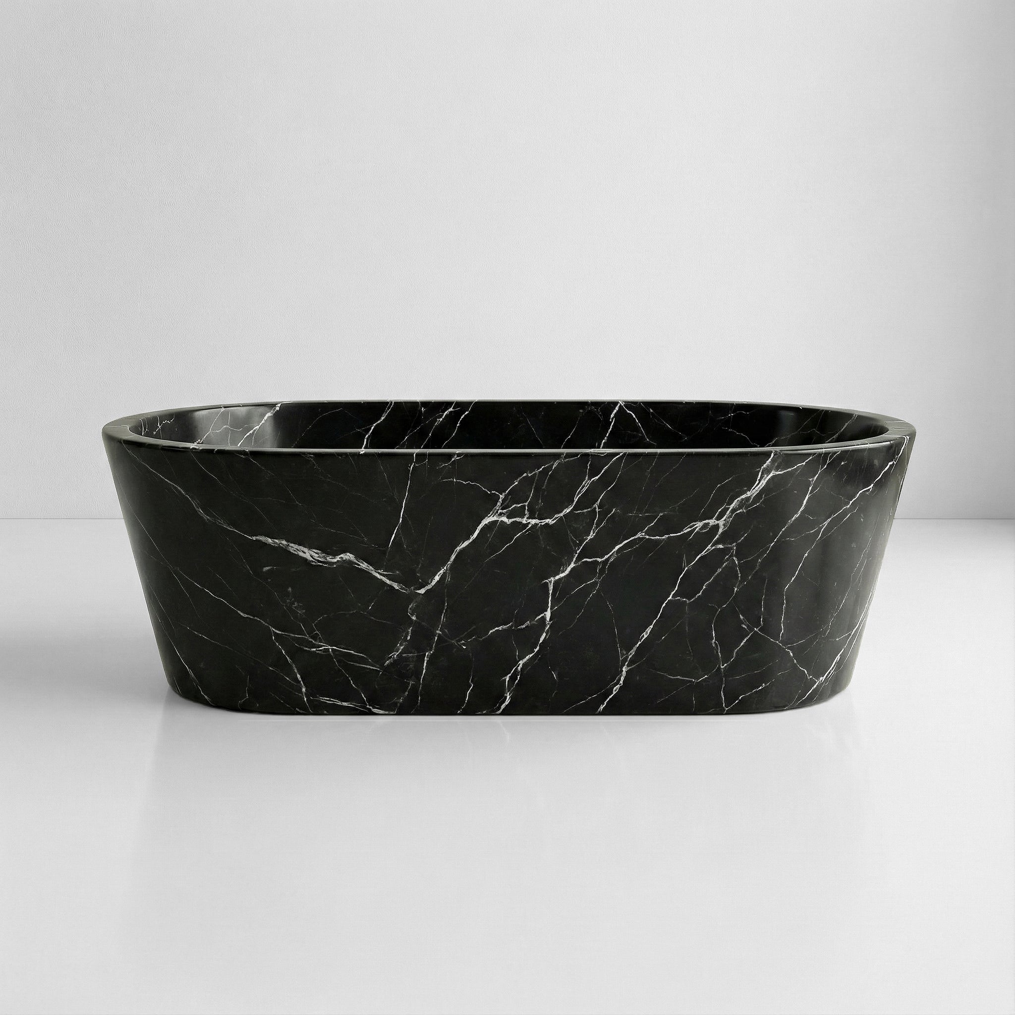 Black Marquina Marble Freestanding Bathtub - Tapered