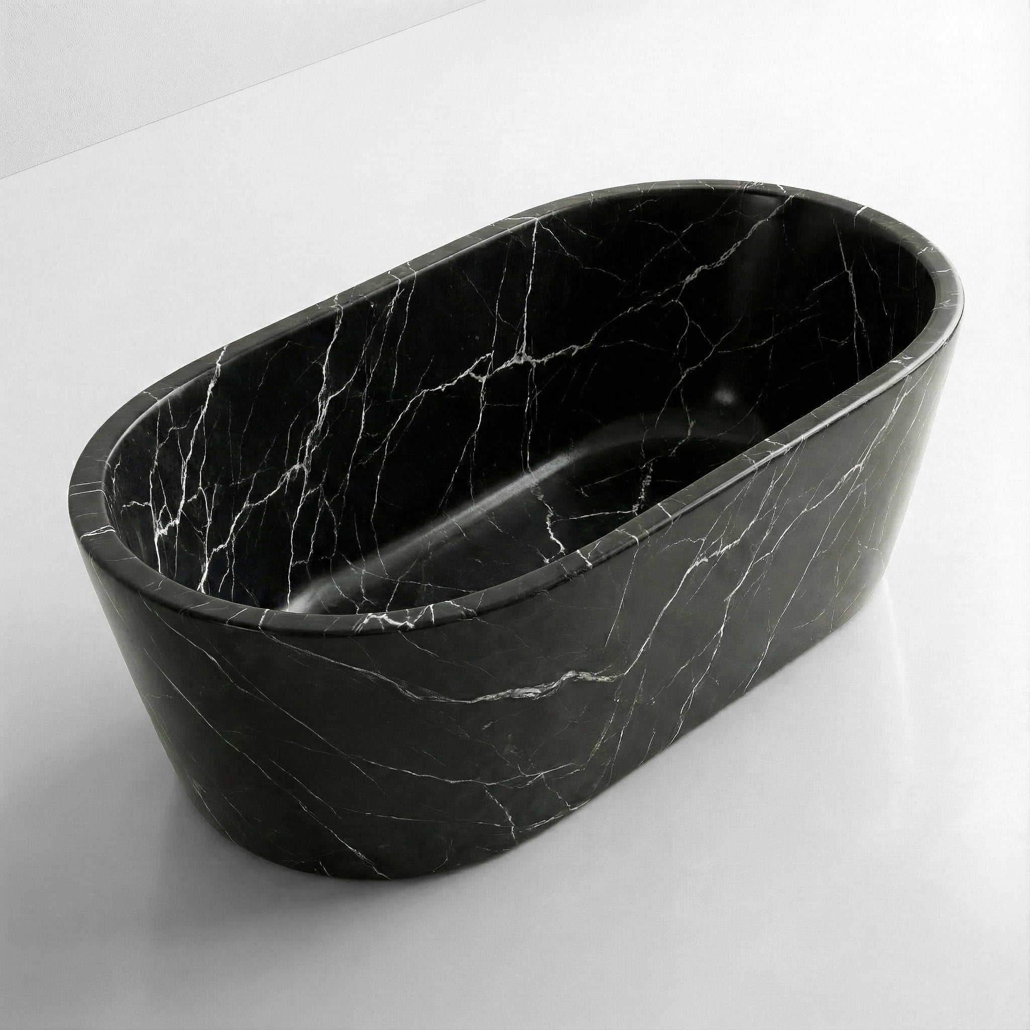 Black Marquina Marble Freestanding Bathtub - Tapered