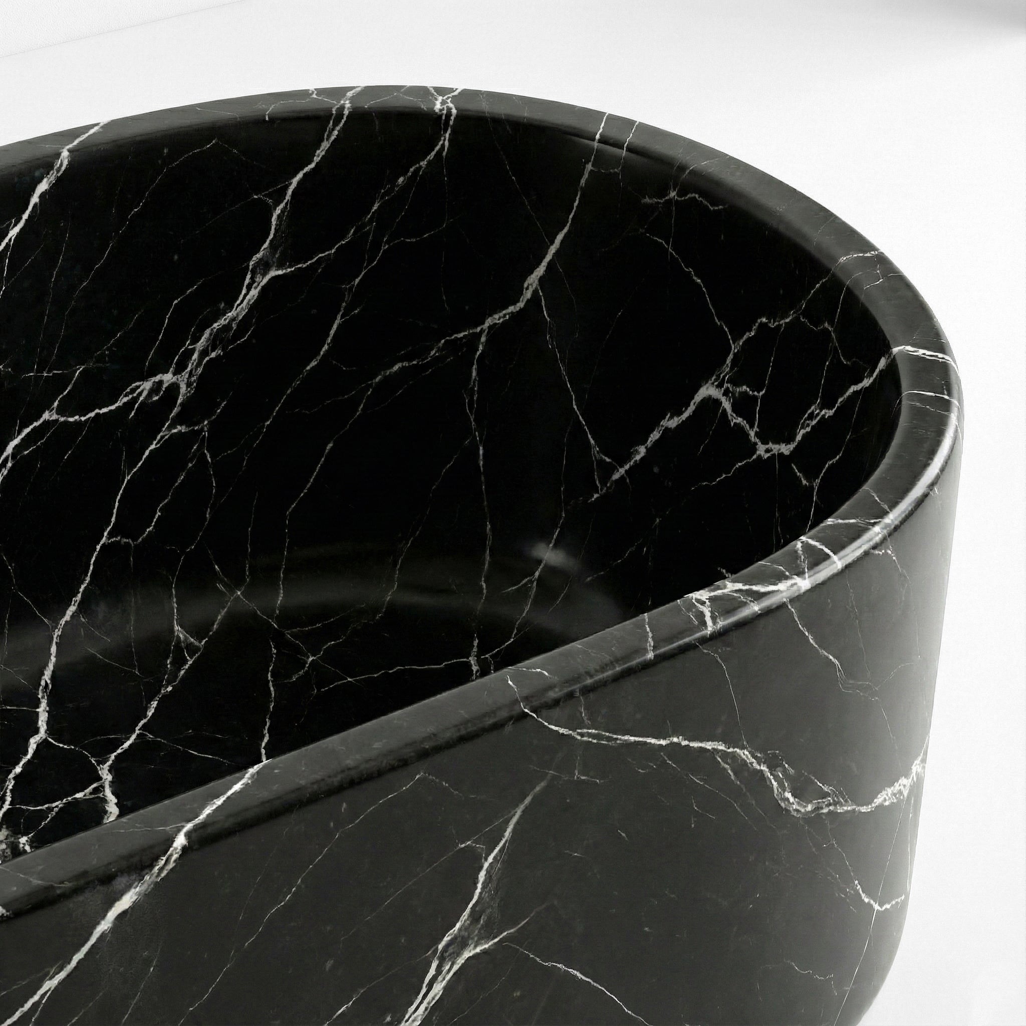 Black Marquina Marble Freestanding Bathtub - Elliptical