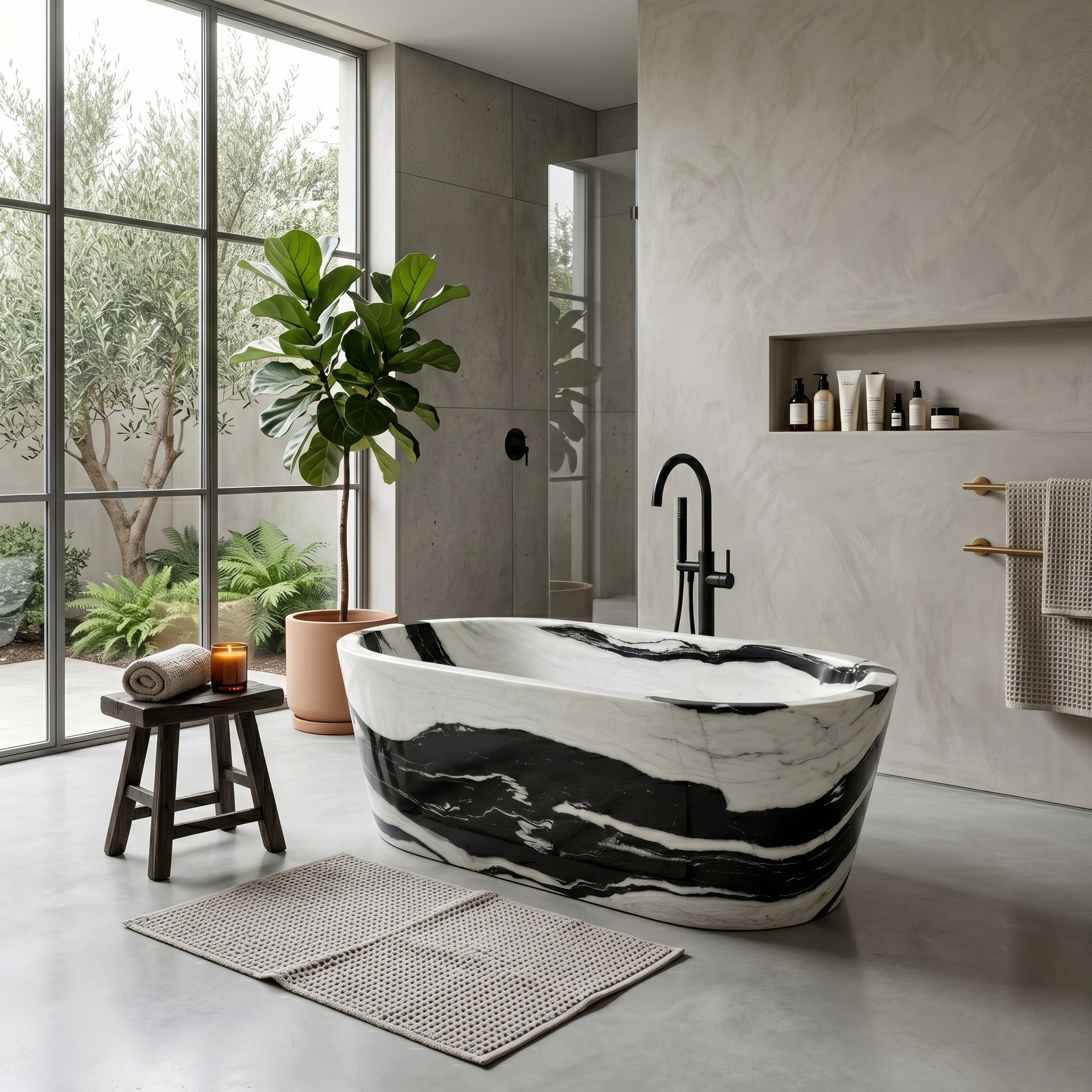 Panda Marble Freestanding Bathtub - Tapered