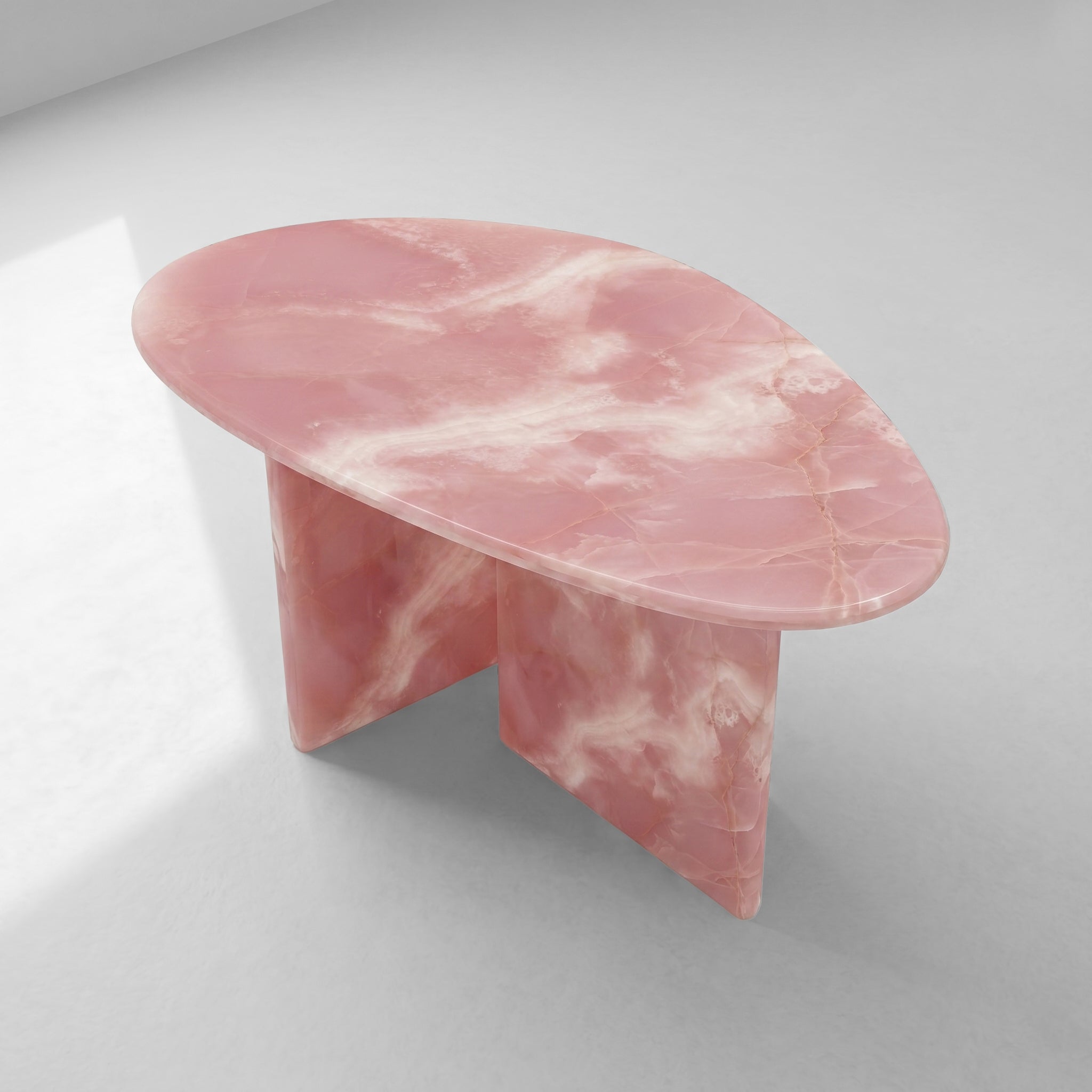 Pink Onyx Marble Coffee Table - Pebble