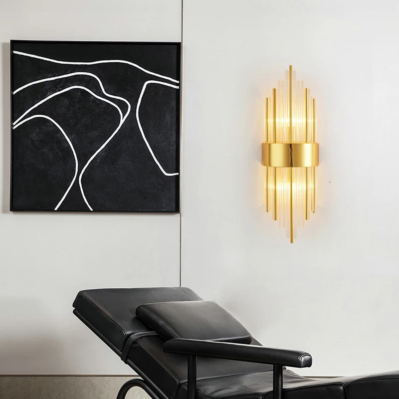 Piper Point architectural wall light highlighting structured frame and vertical cylinder elements