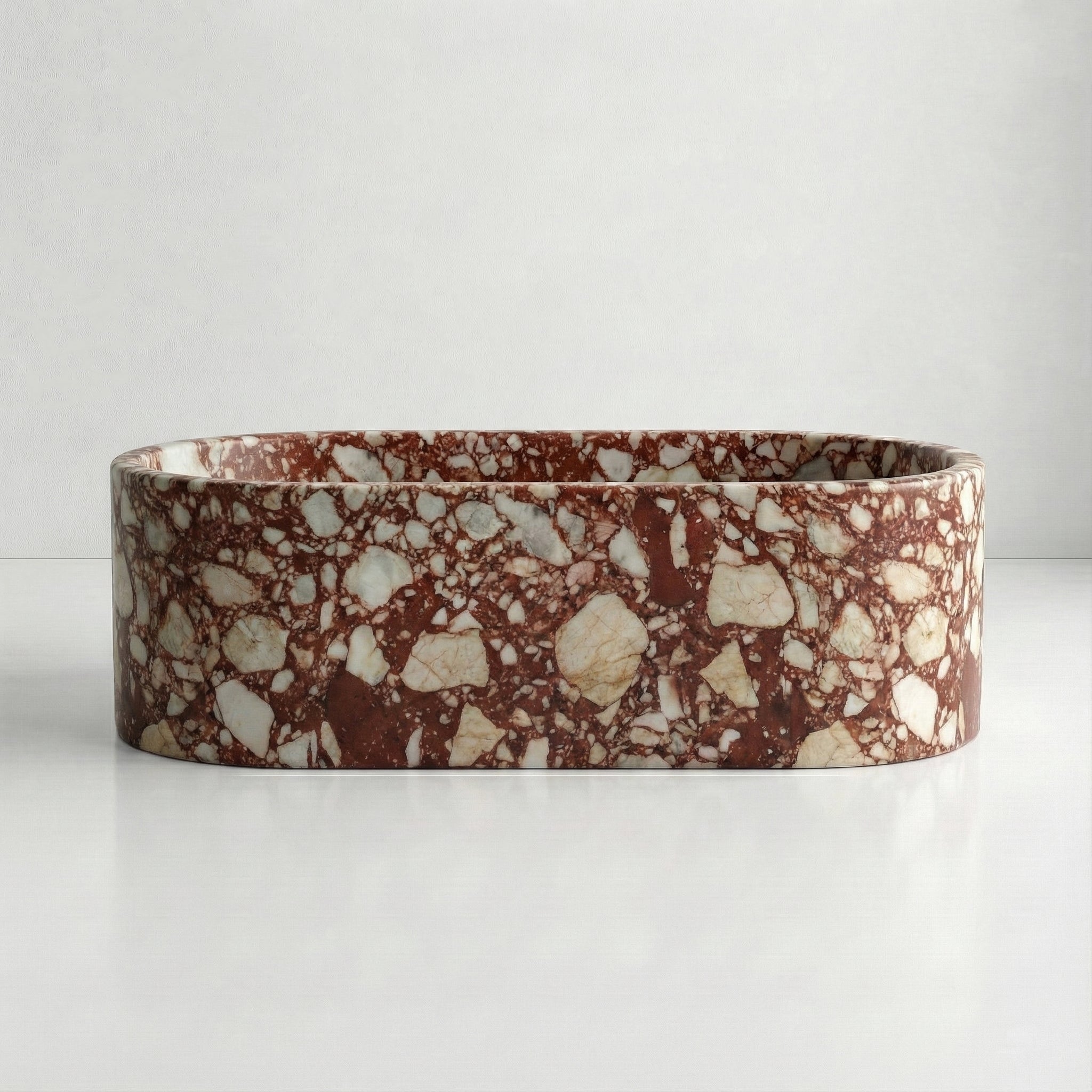 Red Bulgari Marble Freestanding Bathtub - Elliptical