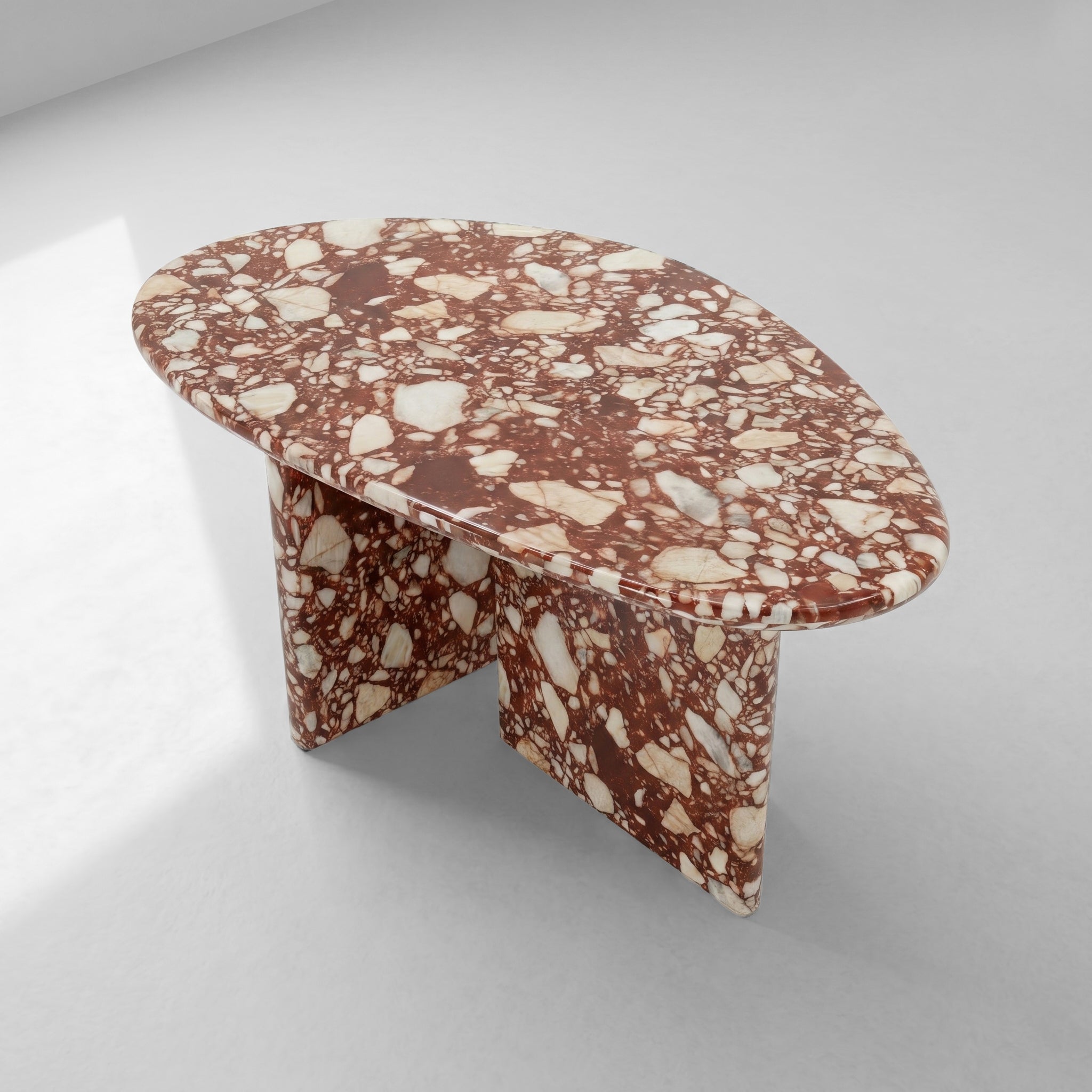 Red Bulgari Marble Coffee Table - Pebble