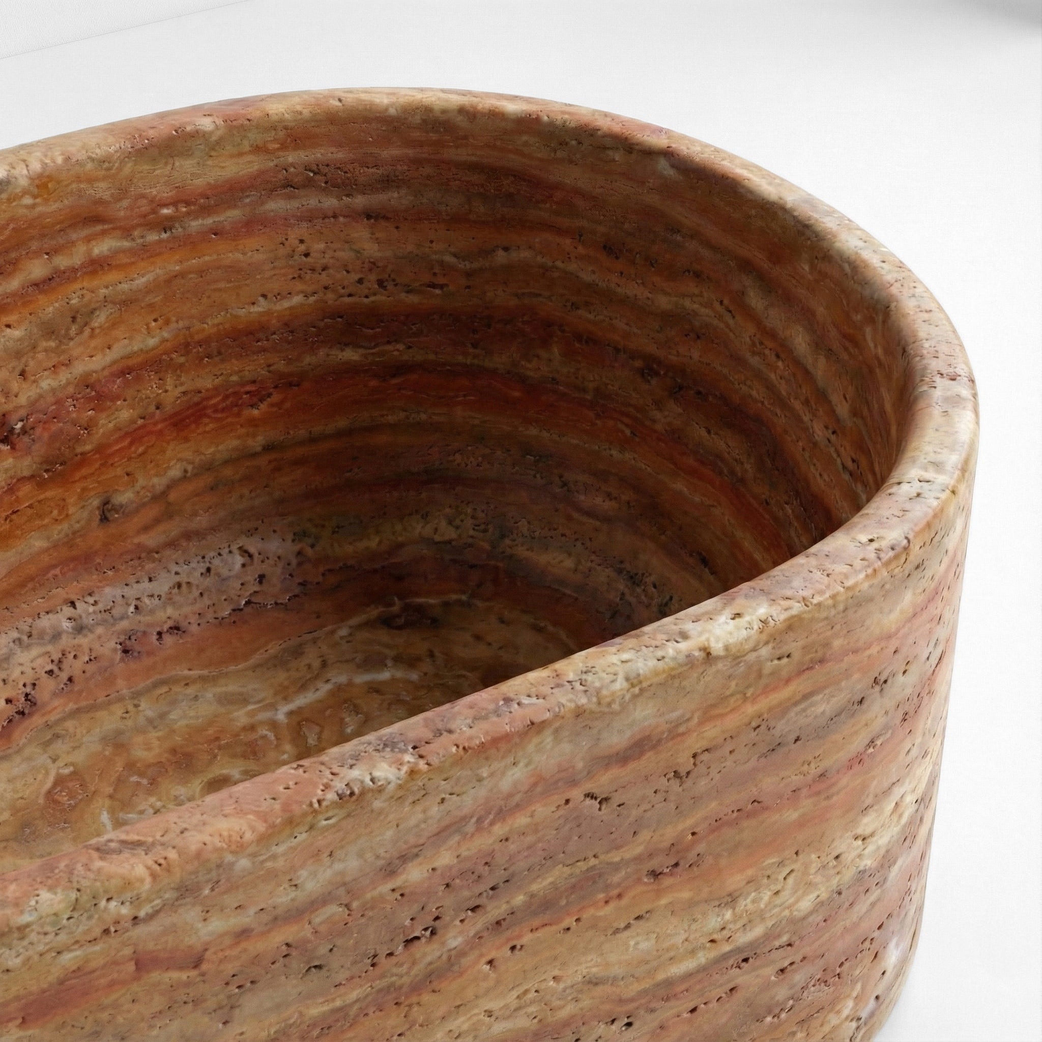 Red Travertine Freestanding Bathtub - Elliptical