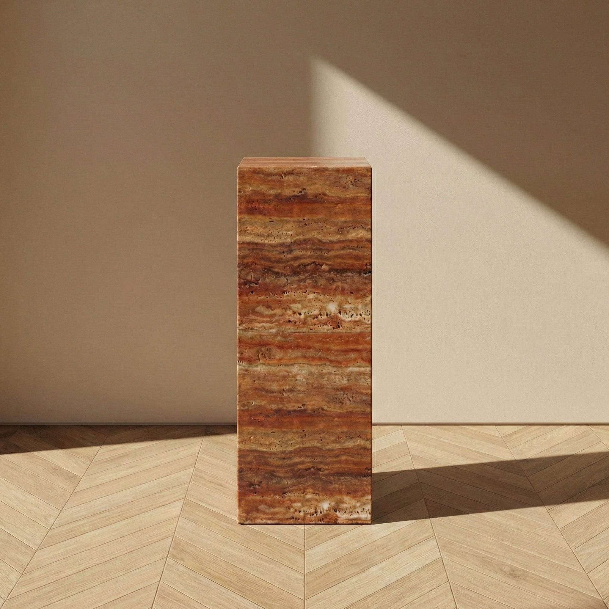Red Travertine Pedestal Stand