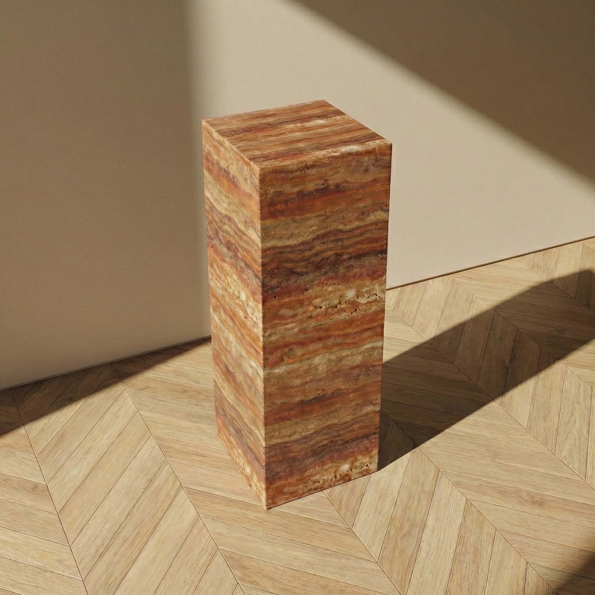Red Travertine Pedestal Stand