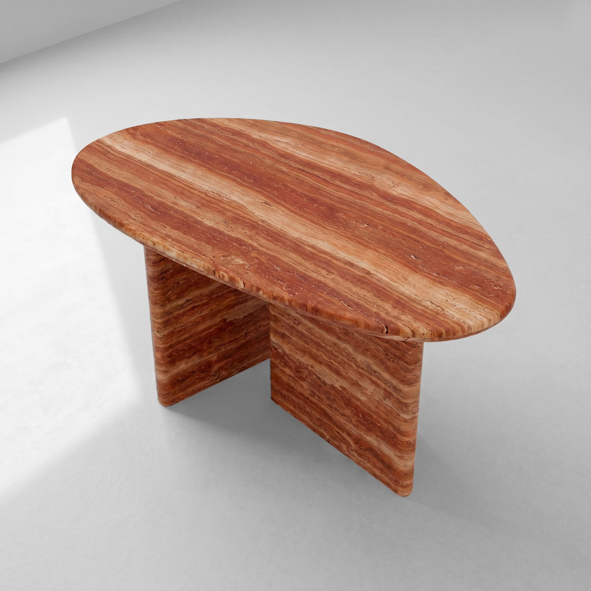 Red Travertine Coffee Table - Pebble