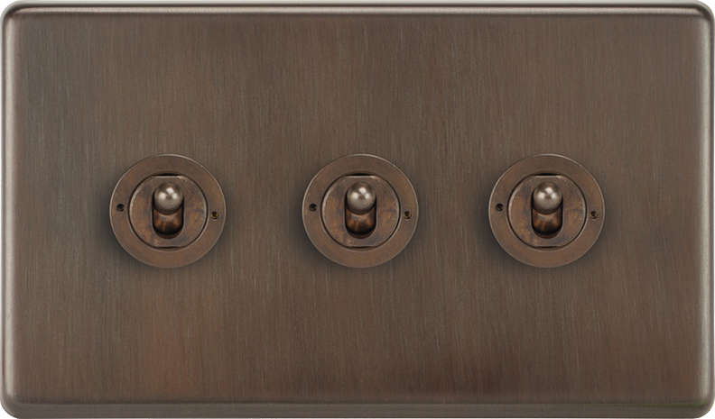 Refined aged brass toggle switch hardware from the VORELLI Victorian collection.