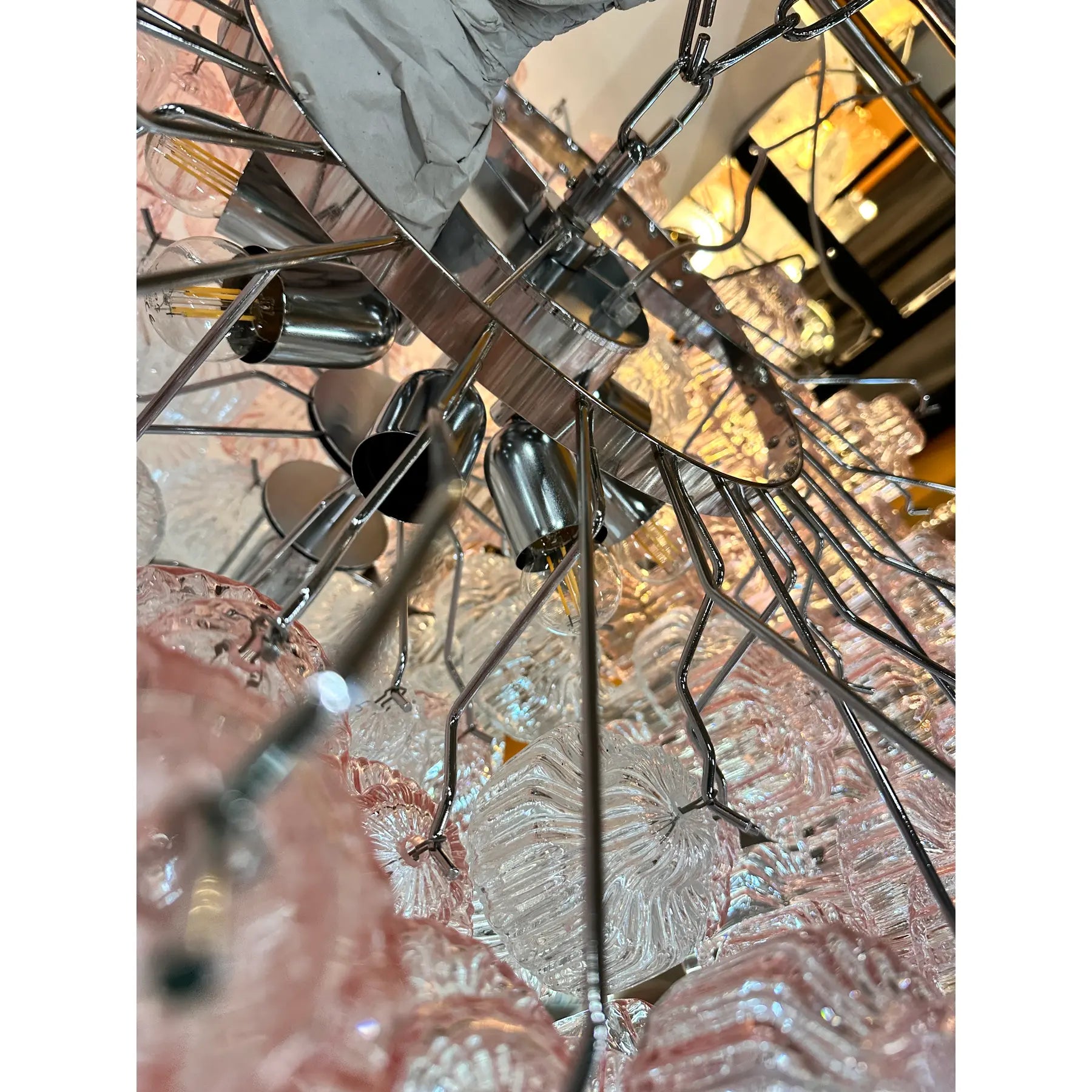 VORELLI Daria Tronchi Murano Glass Circular Chandelier - Tronchi Murano Glass image 7