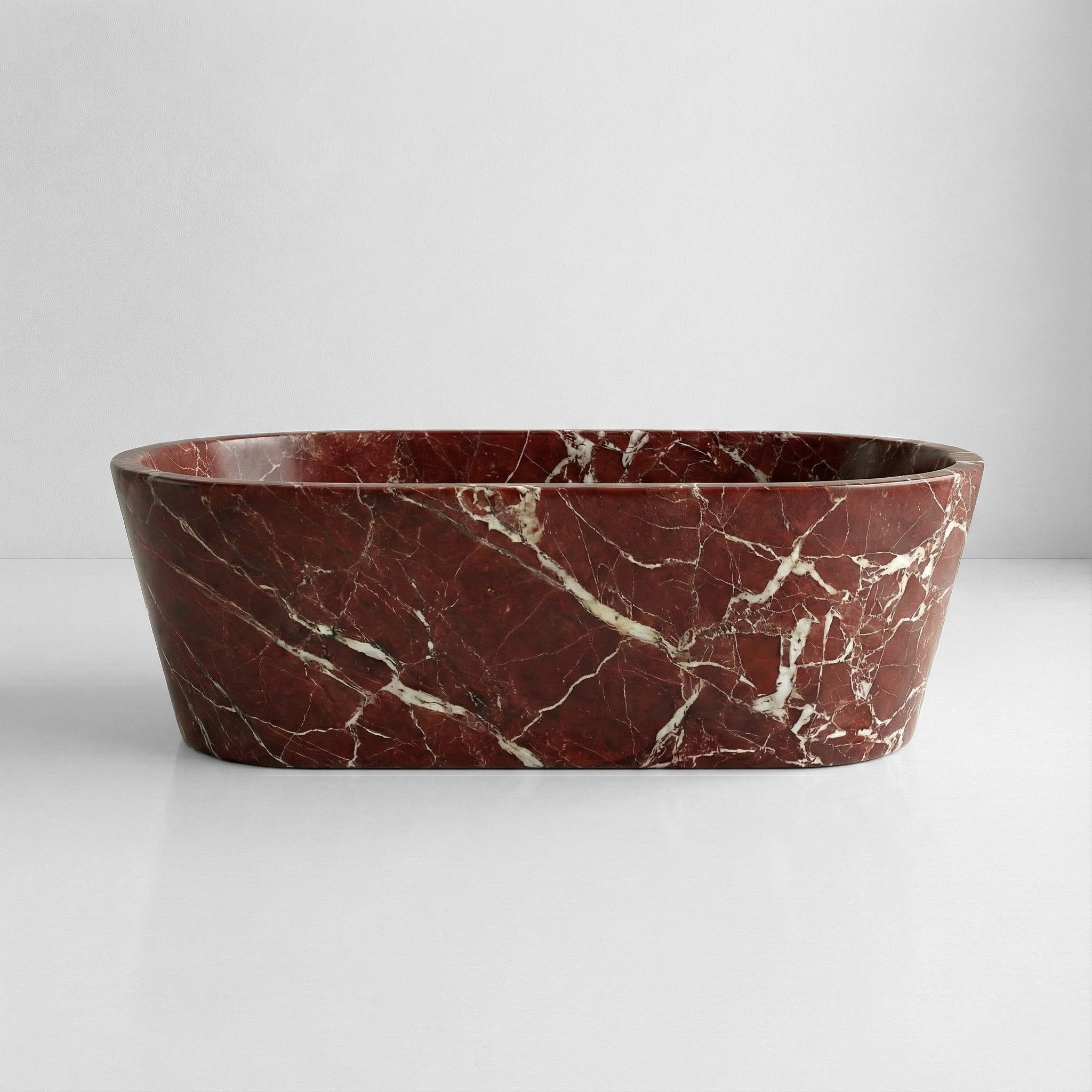 Rosso Levanto Marble Freestanding Bathtub - Tapered