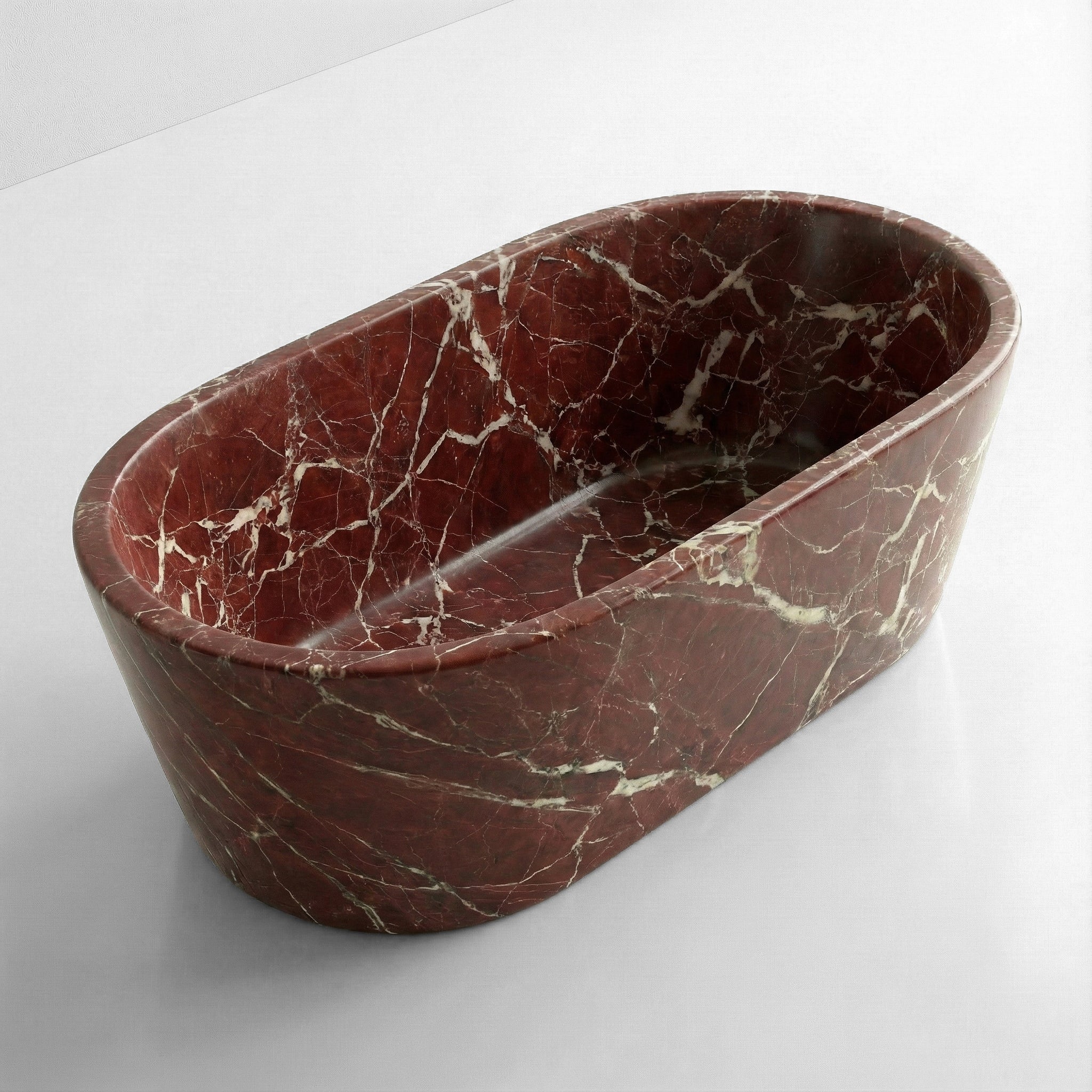 Rosso Levanto Marble Freestanding Bathtub - Tapered