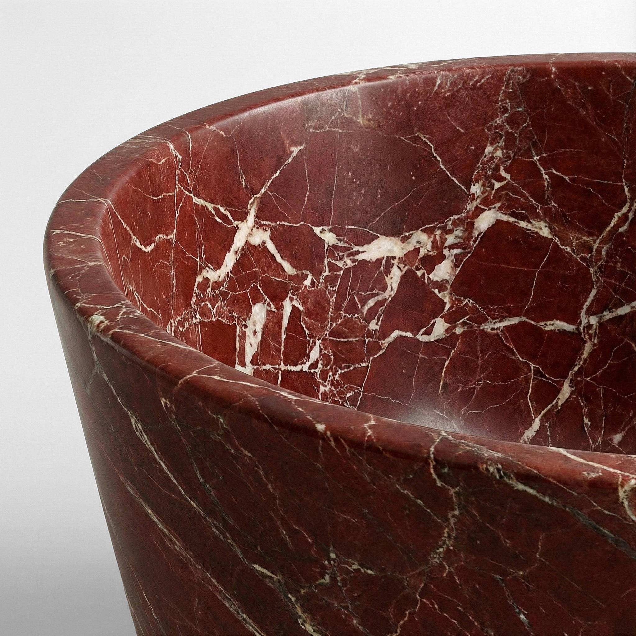 Rosso Levanto Marble Freestanding Bathtub - Tapered