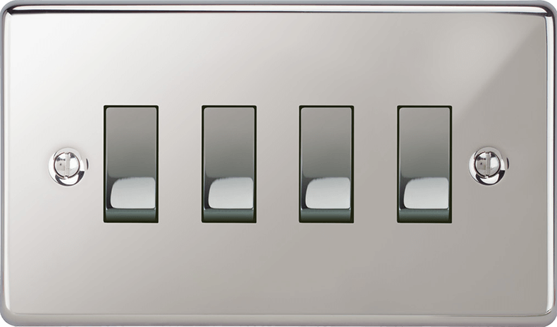 Soft evening light casting gentle shadows on the brass Victorian rocker switch plate.