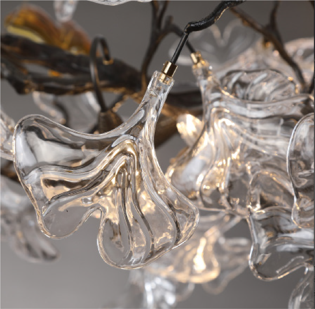 The atmospheric, mood-lit ambiance created by the organic silhouette of VORELLI's Prano Rectangular Chandelier II in an upscale interior.