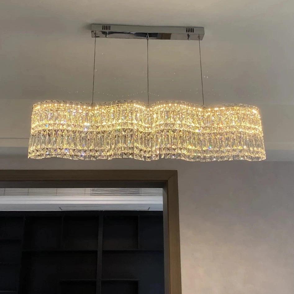 VORELLI® Abruzzi Rectangular Chandelier II in a luxury setting with a sleek architectural frame