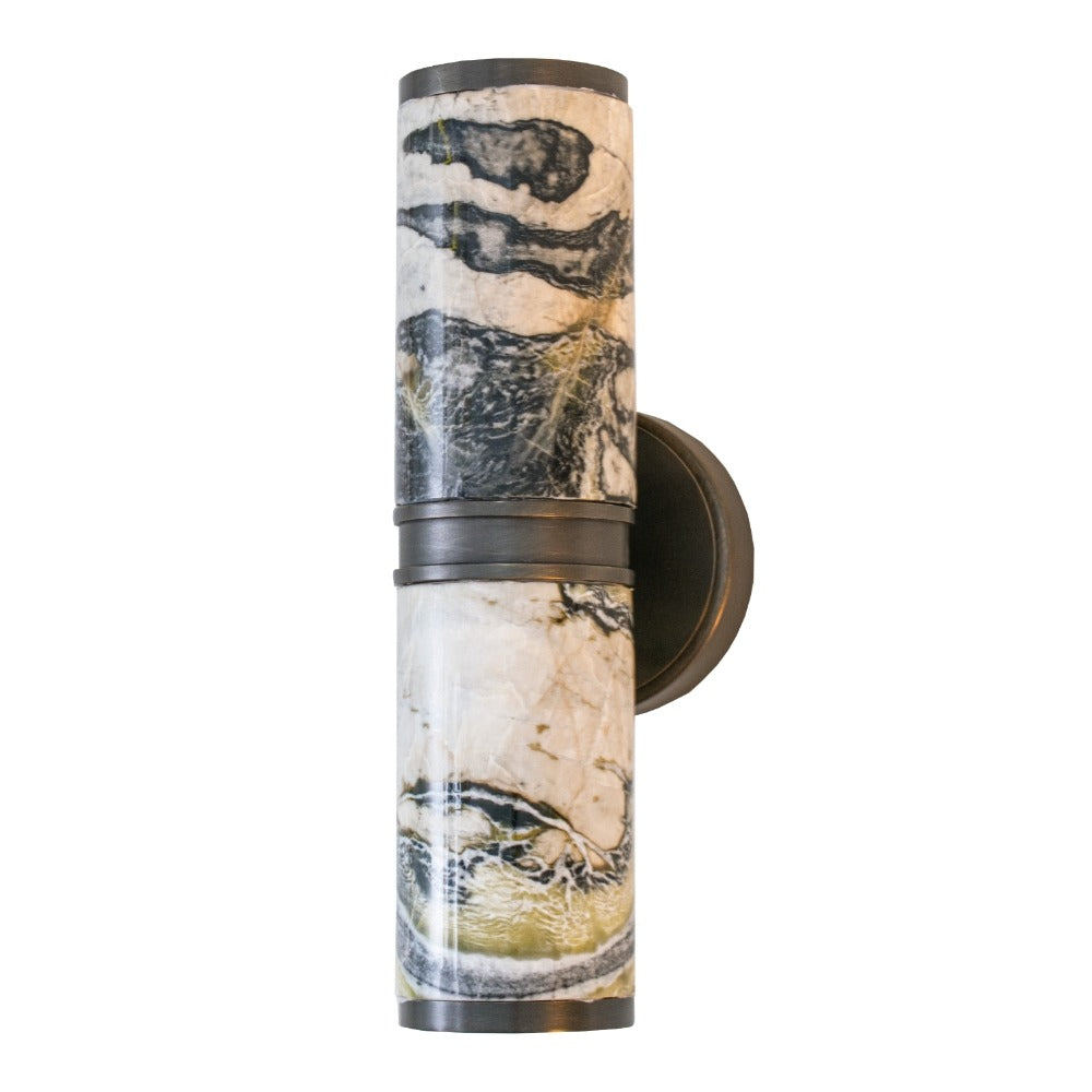 VORELLI® Almora green marble and antique brass wall light