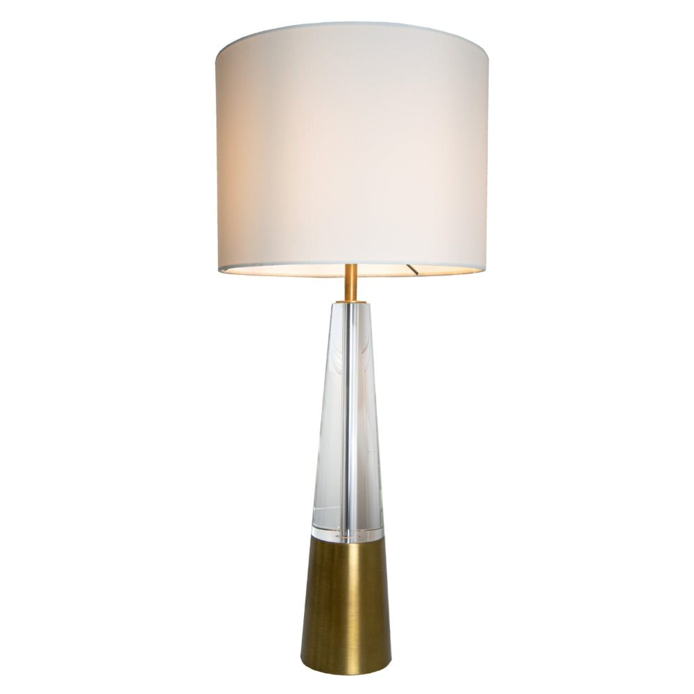 VORELLI® Alvero crystal and antique brass table lamp with fabric shade
