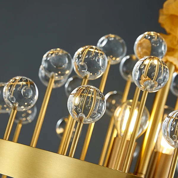 Detailed close-up of multicoloured crystal cubes on the Alytus Rectangular Chandelier, highlighting luxury craftsmanship.