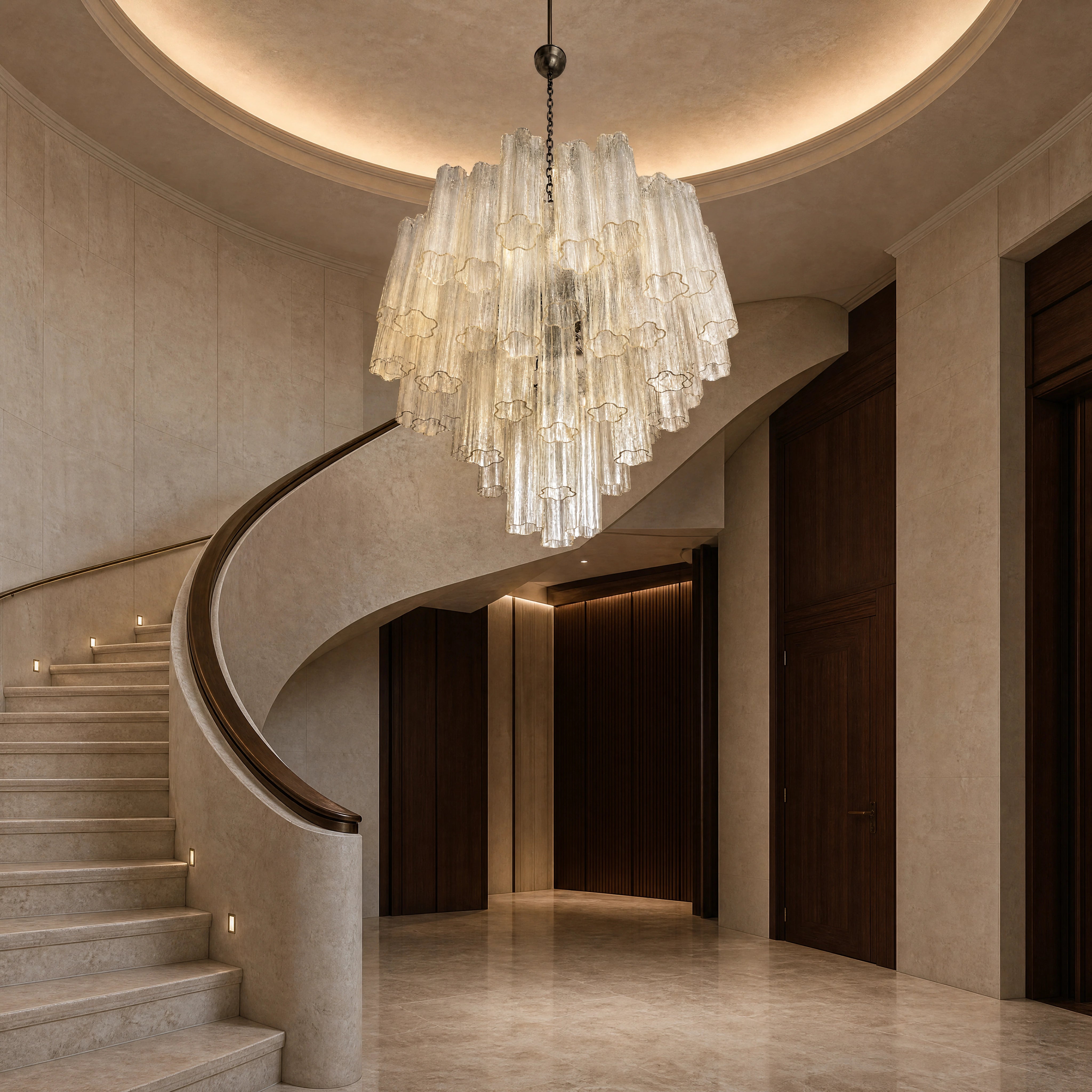 Amara Tronchi Murano Glass Staircase Chandelier luxury hospitality interior lifestyle image by VORELLI