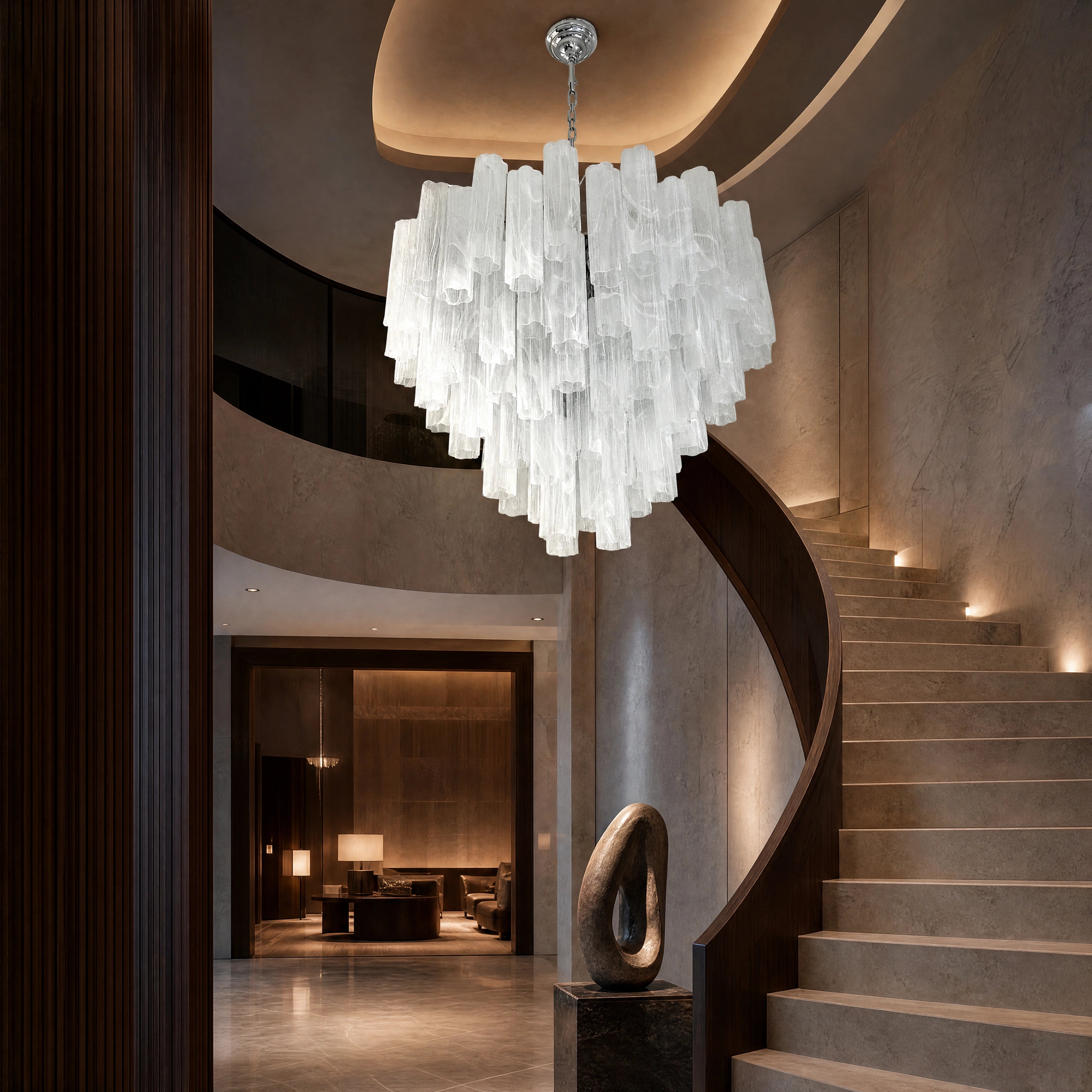 Angelica Tronchi Murano Glass Staircase Chandelier luxury hospitality interior lifestyle image by VORELLI