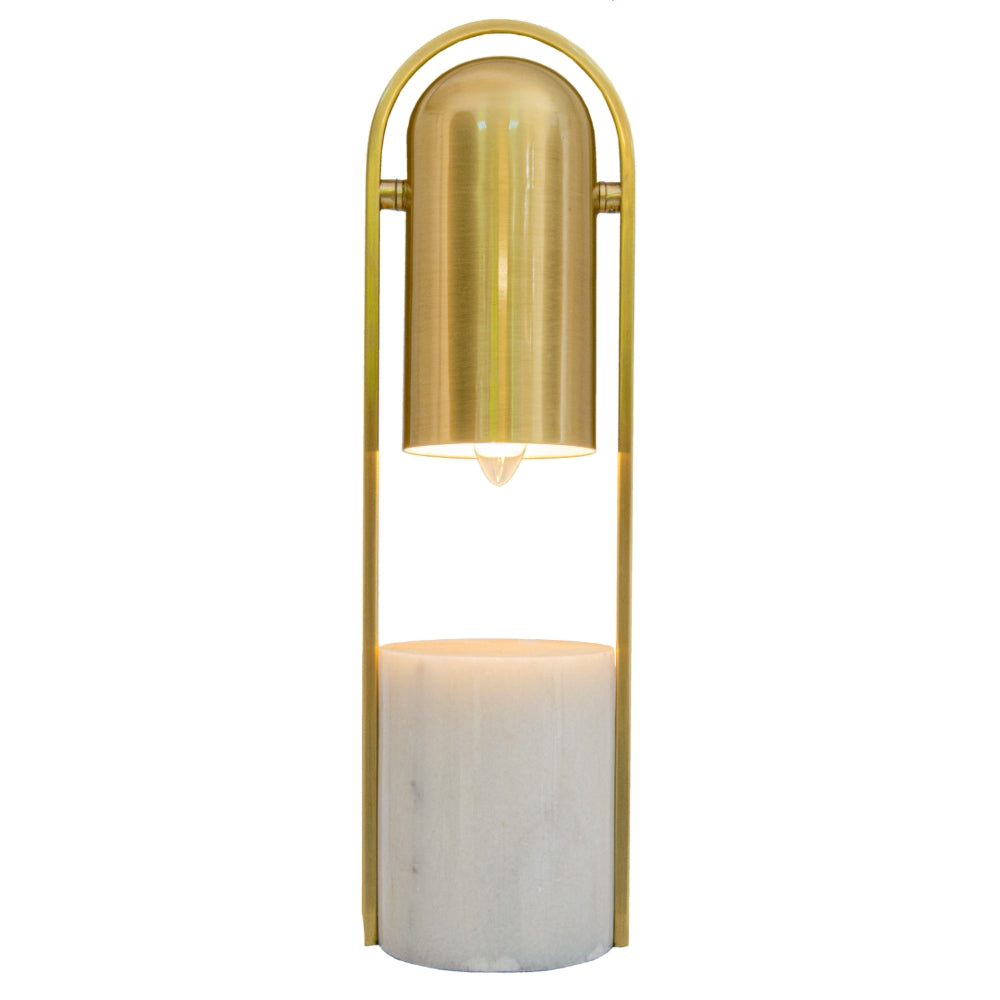 VORELLI® Archeon antique brass and white marble dome table lamp