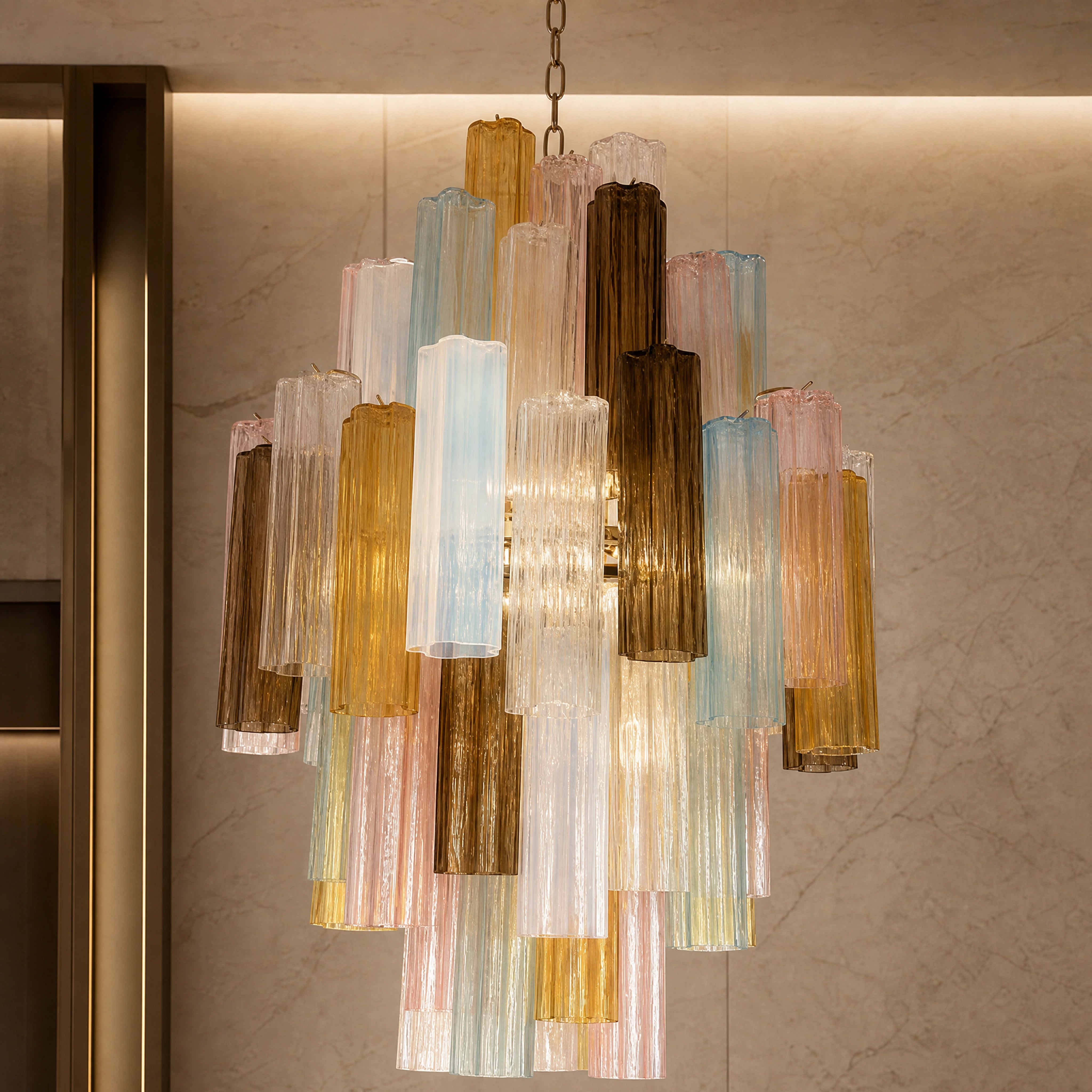 Ariana Tronchi Murano Glass Circular Chandelier close-up luxury lifestyle hero image by VORELLI